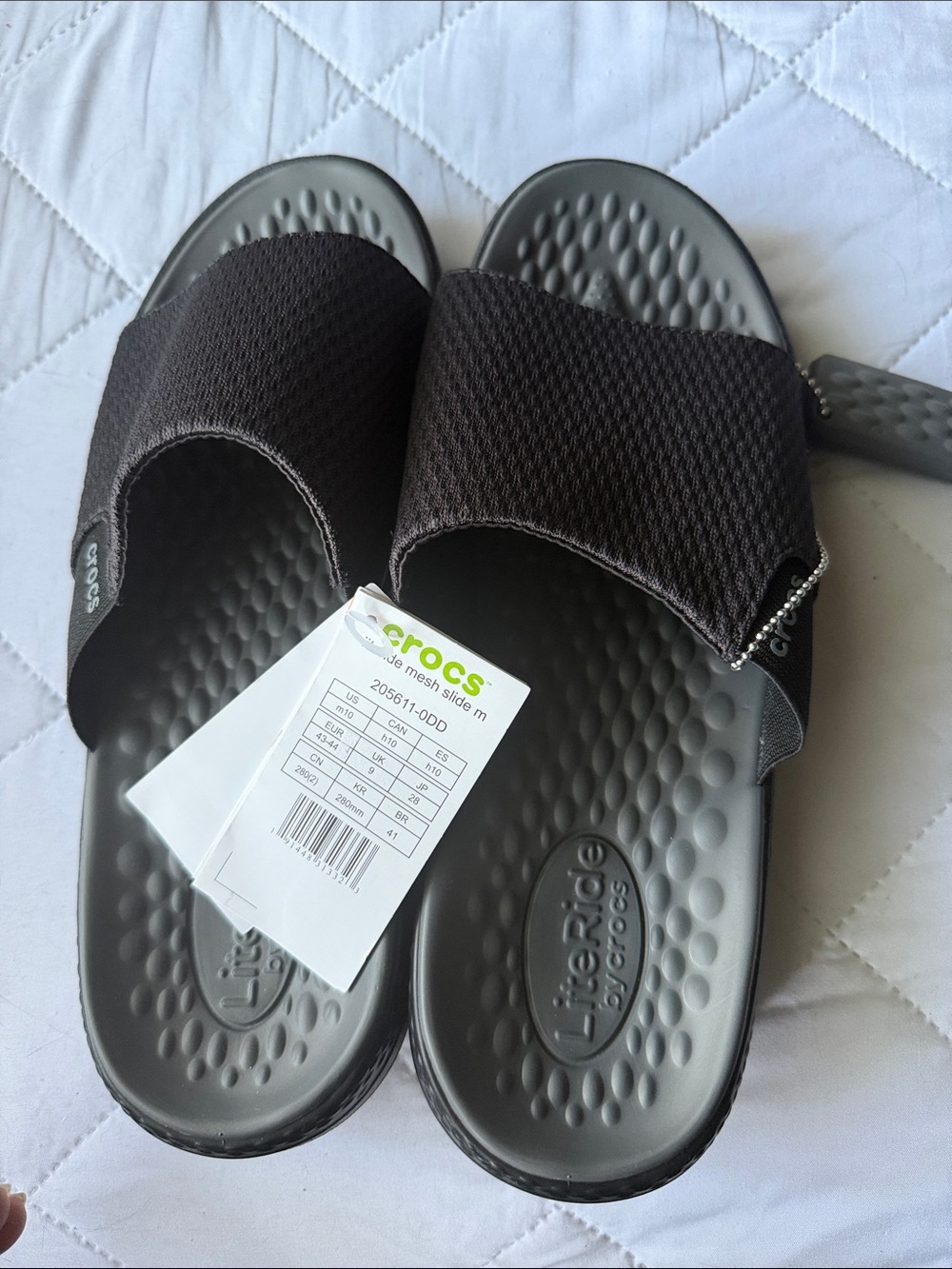 CROCS Men's Black and Gray LiteRide Mesh Slide Sandals